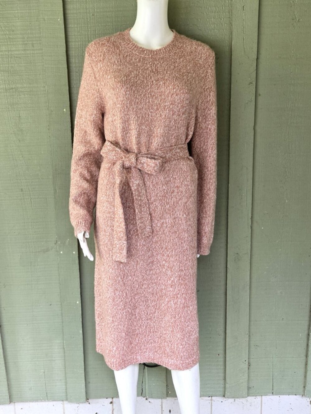 ANN TAYLOR Salmon Pink Heathered Knit Sweater Dress XL